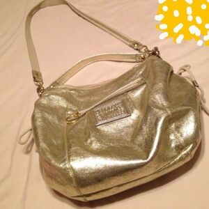 Coach Gold Leather Poppy Handbag !